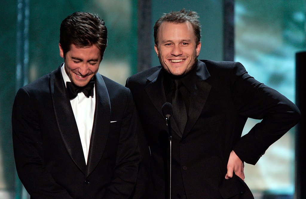 Jake couldn't help but laugh while presenting onstage with Heath Ledger at the SAG Awards in January 2006.
Jake couldn't help but laugh while presenting onstage with Heath Ledger at the SAG Awards in January 2006.