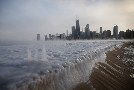 Ice built up along North Avenue Beach in Chicago. Ice built up along North Avenue Beach in Chicago.