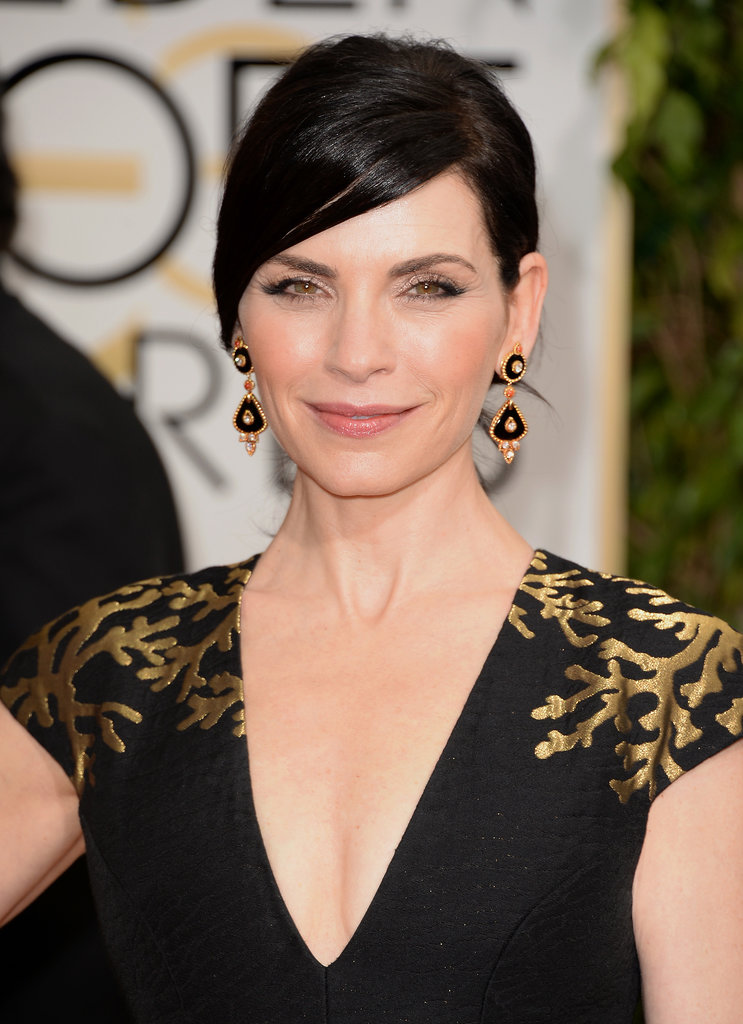 Julianna Margulies showcased raven-hued locks wrapped up with champagne-hued eye shadow.
Julianna Margulies showcased raven-hued locks wrapped up with champagne-hued eye shadow.