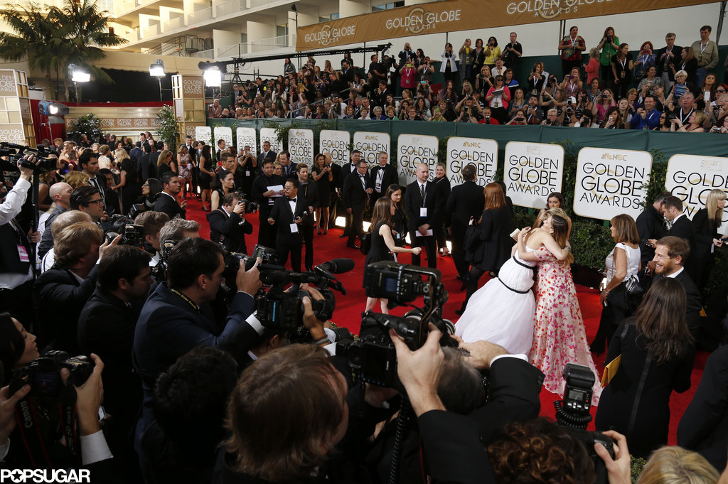 All eyes were on Jennifer Lawrence and Drew Barrymore's sweet red carpet embrace.
All eyes were on Jennifer Lawrence and Drew Barrymore's sweet red carpet embrace.