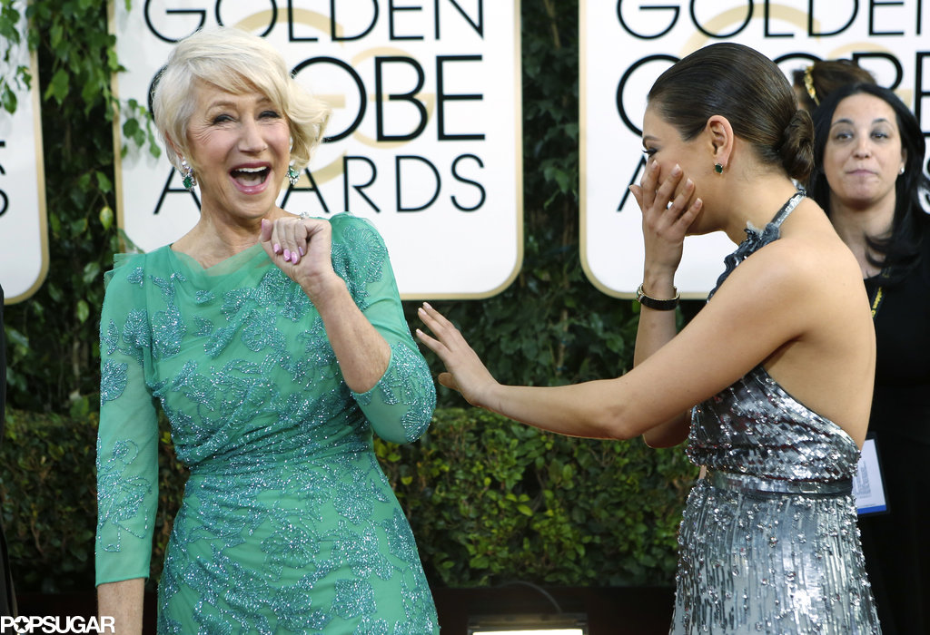 Something was seriously funny between Helen Mirren and Mila Kunis.
Something was seriously funny between Helen Mirren and Mila Kunis.