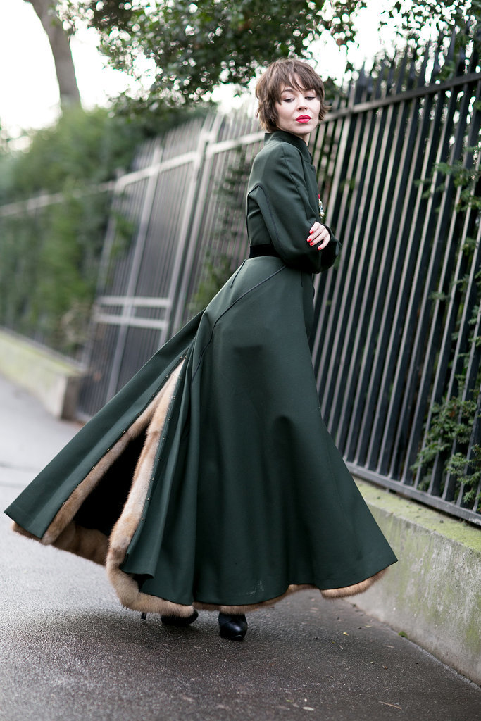 Ulyana Sergeenko showed off her street style couture with a romantic twirl.
Ulyana Sergeenko showed off her street style couture with a romantic twirl.