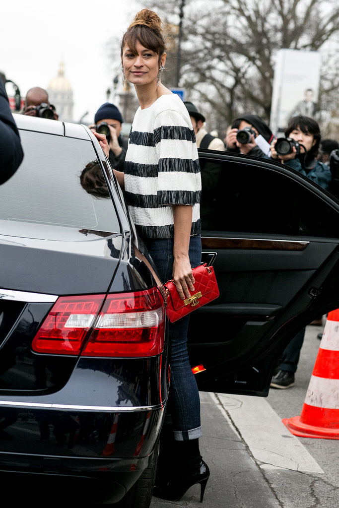 The definition of Parisian chic in stripes and a pop of red.
The definition of Parisian chic in stripes and a pop of red.