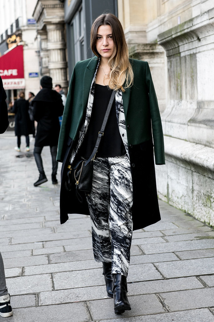 Break up a head-to-toe print with a black tee and great outerwear.
Break up a head-to-toe print with a black tee and great outerwear.