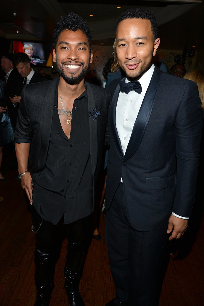 Miguel and John Legend mingled at the Sony Music afterparty.
