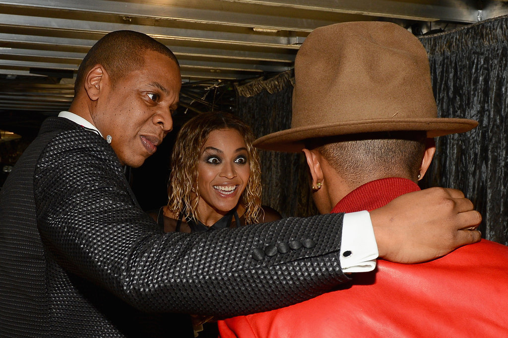 Beyoncé looked excited to see Pharrell's hat at the Grammys.
Beyoncé looked excited to see Pharrell's hat at the Grammys.