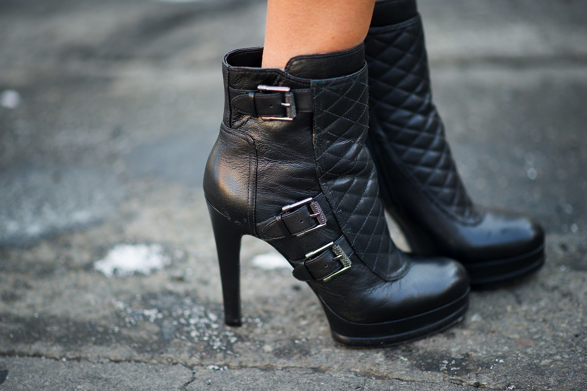 Armed with cool-girl quilted booties. 
