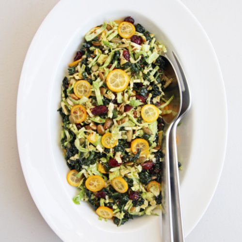Shredded Brussels Sprouts, Kale, and Kumquat Salad Shredded Brussels Sprouts, Kale, and Kumquat Salad