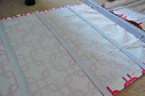 Lay your fabric down (print side down), and place the skeleton of the blind on top. Measure where you want your folds to be when you hang your blinds. I believe I did every eight inches. Make sure you run that cord through the holes in the slats.
Source: Made2Style
Lay your fabric down (print side down), and place the skeleton of the blind on top. Measure where you want your folds to be when you hang your blinds. I believe I did every eight inches. Make sure you run that cord through the holes in the slats.
Source: Made2Style