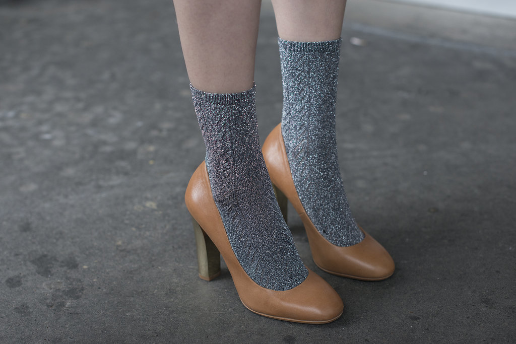 Socks sweeten up these pumps.
Socks sweeten up these pumps.