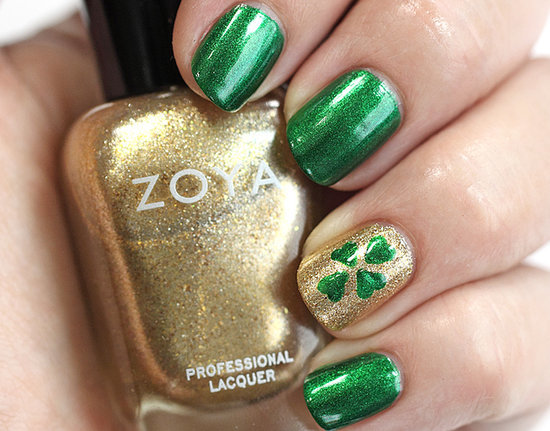 Shamrock Gold and Green St. Patrick's Day Nail Art DIY Shamrock Gold and Green St. Patrick's Day Nail Art DIY