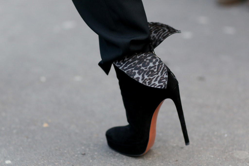 Talk about a sexy shoe — this one boasts a sky-high heel and leopard print.
Talk about a sexy shoe — this one boasts a sky-high heel and leopard print.