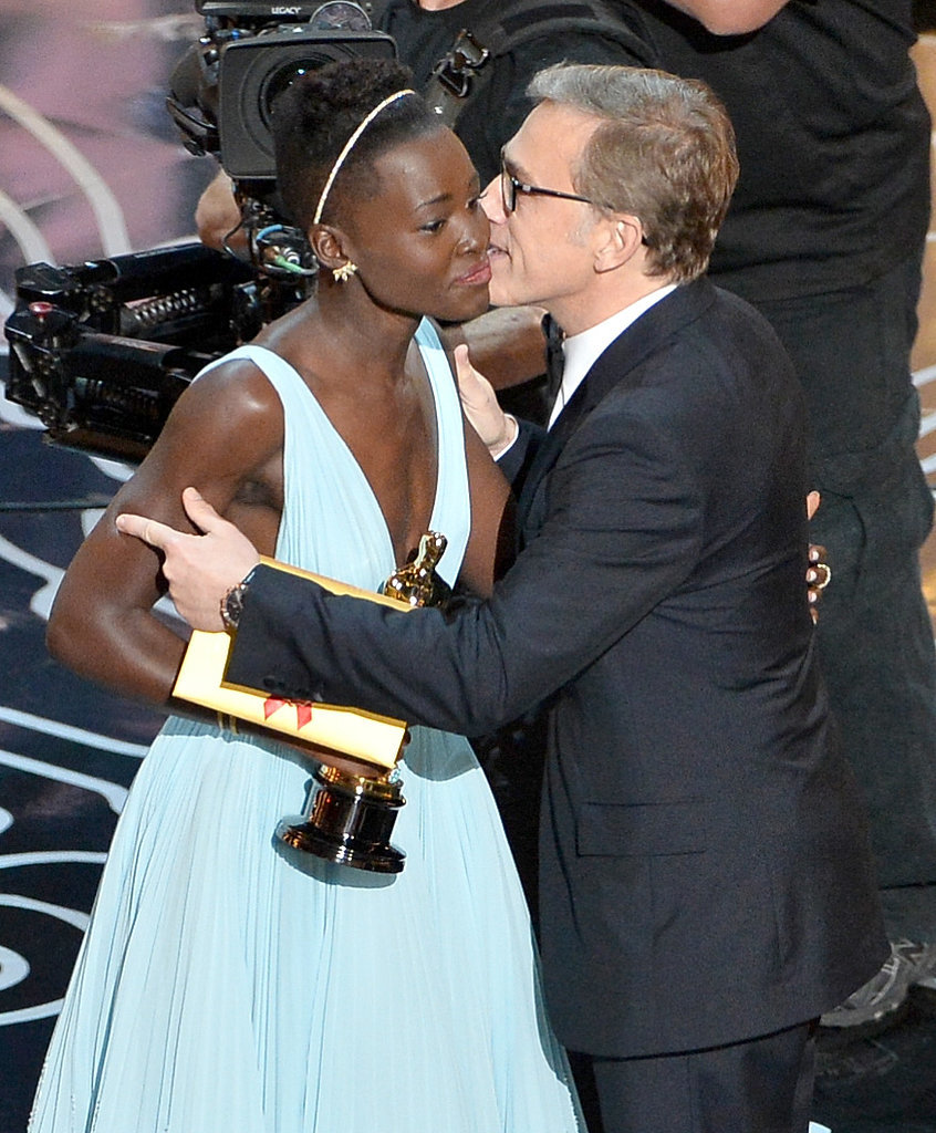 Christoph Waltz embraced Lupita Nyong'o after presenting her with the Oscar for best actress.
Christoph Waltz embraced Lupita Nyong'o after presenting her with the Oscar for best actress.