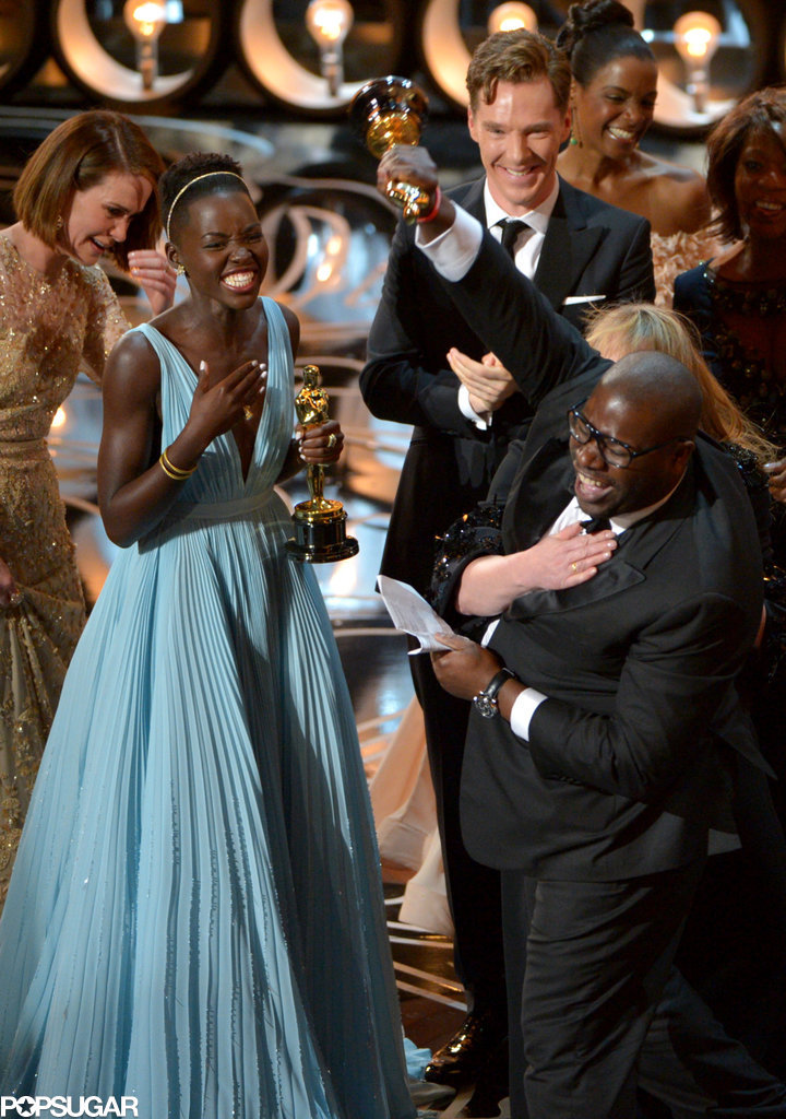 Steve McQueen was beyond excited to win best picture for 12 Years a Slave and his cast, including Lupita Nyong'o and Benedict Cumberbatch, cheered right alongside him.
Steve McQueen was beyond excited to win best picture for 12 Years a Slave and his cast, including Lupita Nyong'o and Benedict Cumberbatch, cheered right alongside him.