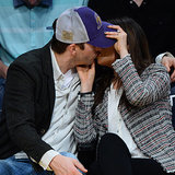 Mila Kunis and Ashton Kutcher Kiss at Lakers Game Mila Kunis and Ashton Kutcher Kiss at Lakers Game