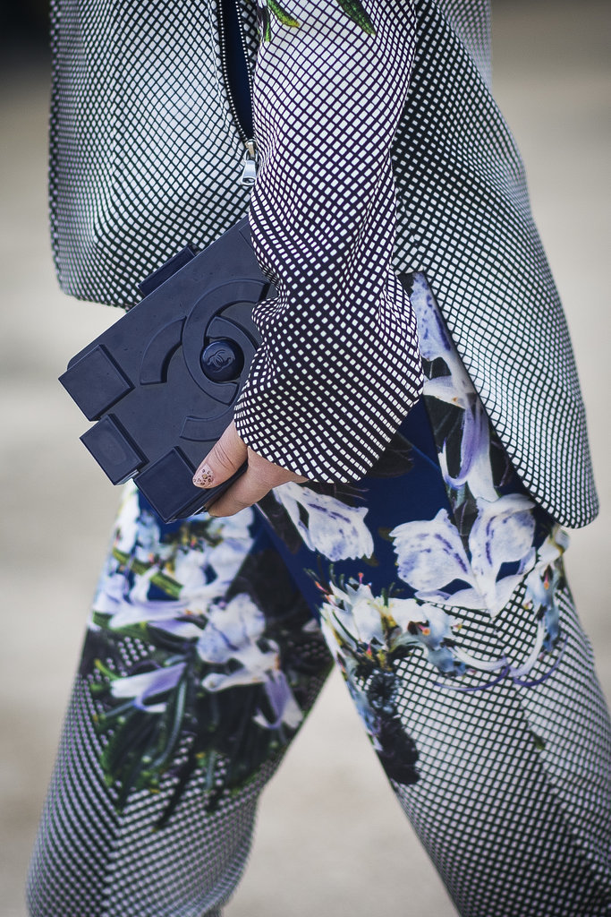 What better to counter a modern little Chanel Lego clutch than dreamy florals?
What better to counter a modern little Chanel Lego clutch than dreamy florals?