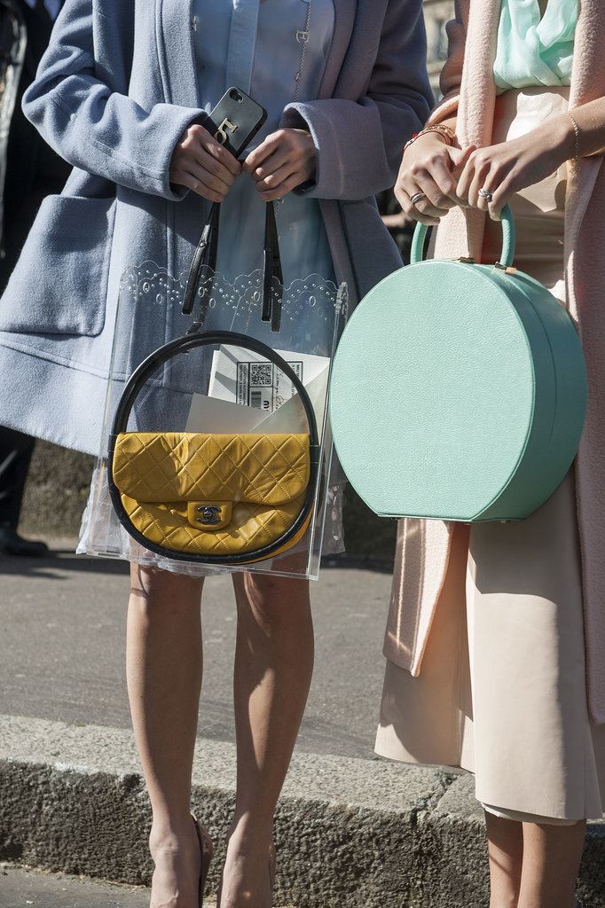 Twinning, from their pastels to their circular carry-alls.
Twinning, from their pastels to their circular carry-alls.