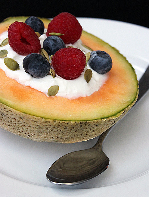 Greek Yogurt in a Melon Bowl Greek Yogurt in a Melon Bowl