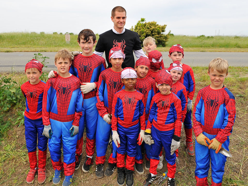 Andrew made the day of a group of little Spider-Man fans in Mountain View, CA in April 2014. Andrew made the day of a group of little Spider-Man fans in Mountain View, CA in April 2014.