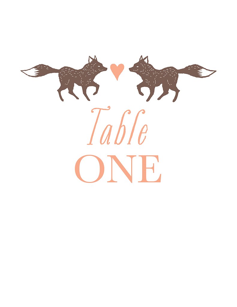 Foxes Table Numbers Foxes Table Numbers