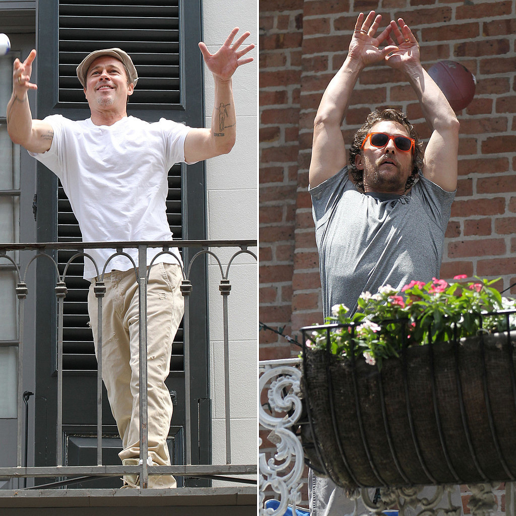 Brad Pitt and Matthew McConaughey Can't Contain Their Neighborly Love Brad Pitt and Matthew McConaughey Can't Contain Their Neighborly Love