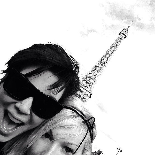 Kris and a pal got animated in front of the Eiffel Tour. 
Source: Instagram user krisjenner
