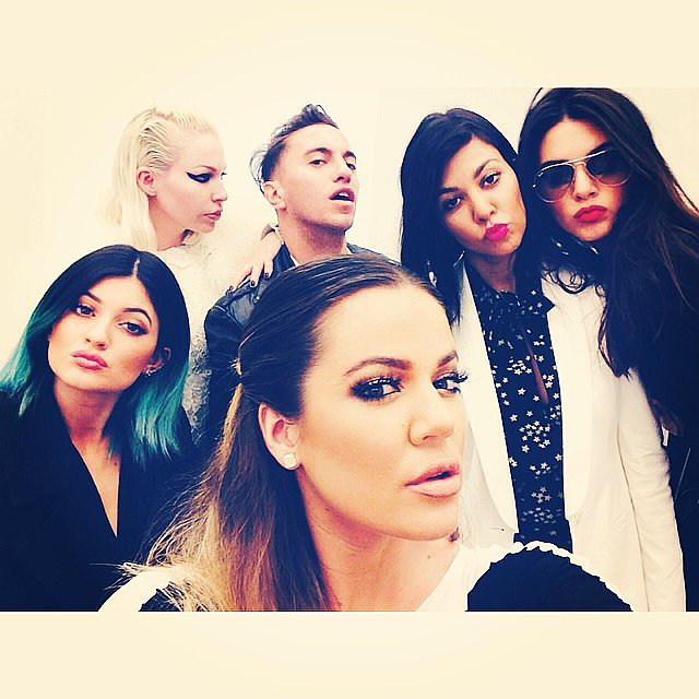 Kendall, Khloé, Kylie, and Kourtney got together with friends for a group shot. 
Source: Instagram user khloekardashian
