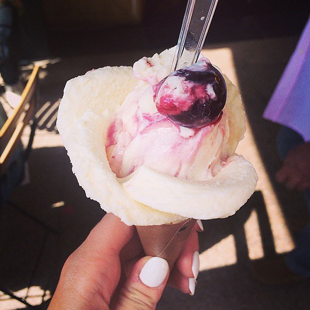 We took a midday gelato break before a screening. Our scoop of cherry vanilla was artfully arranged to look like the petals of a rose.
We took a midday gelato break before a screening. Our scoop of cherry vanilla was artfully arranged to look like the petals of a rose.