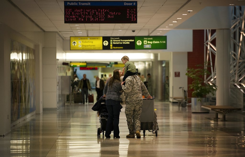 One of the the last Air Force personnel to return from Iraq, Commander of the 22nd Expeditionary Weather Squadron, Major Steven Vilpors, kissed his wife, Joanne, while giving his son Connor a ride on his shoulders at Baltimore Washington International Airport in Baltimore on Dec. 20, 2011.
One of the the last Air Force personnel to return from Iraq, Commander of the 22nd Expeditionary Weather Squadron, Major Steven Vilpors, kissed his wife, Joanne, while giving his son Connor a ride on his shoulders at Baltimore Washington International Airport in Baltimore on Dec. 20, 2011.