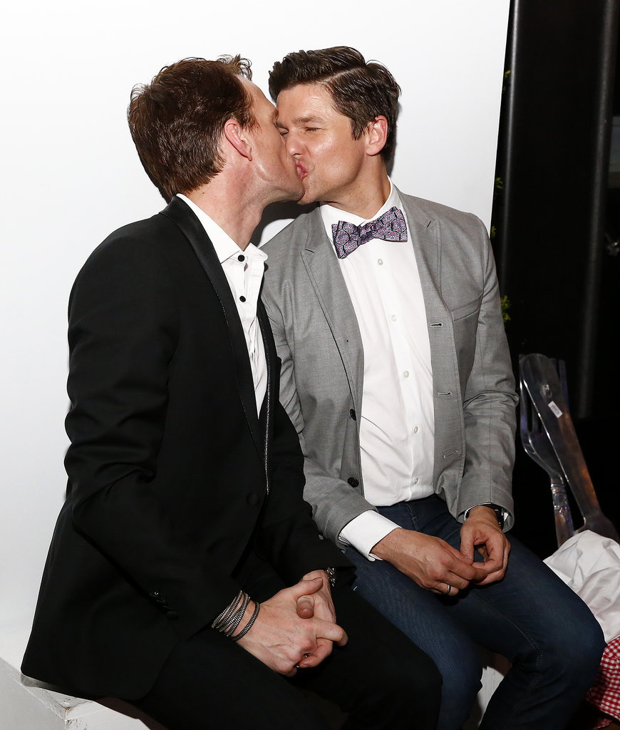 Neil Patrick Harris and partner David Burtka kissed in a makeshift photo booth in NYC on Monday.
Neil Patrick Harris and partner David Burtka kissed in a makeshift photo booth in NYC on Monday.