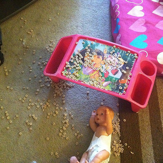 More Cheerios will end up on the floor than in their bellies. More Cheerios will end up on the floor than in their bellies.