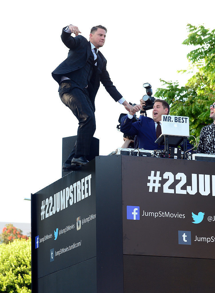 Channing Tatum and Jonah Hill had fun at the 22 Jump Street premiere in LA on Tuesday.
Channing Tatum and Jonah Hill had fun at the 22 Jump Street premiere in LA on Tuesday.