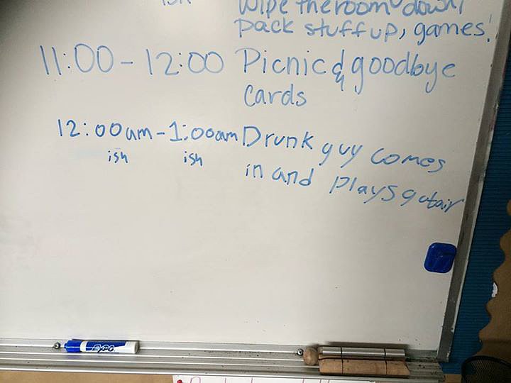 "My wife is a teacher and accidentally left the back door of her classroom open last night. She found this in the morning."
Source: Reddit user danth via Imgur
"My wife is a teacher and accidentally left the back door of her classroom open last night. She found this in the morning."
Source: Reddit user danth via Imgur