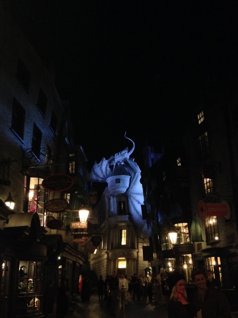 Here's a night shot of Diagon Alley when we first entered the new park.
Here's a night shot of Diagon Alley when we first entered the new park.