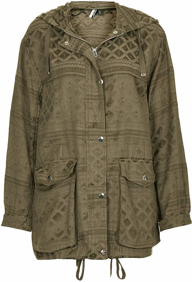 Topshop Jacquard Tencel Parka Jacket Topshop Jacquard Tencel Parka Jacket
