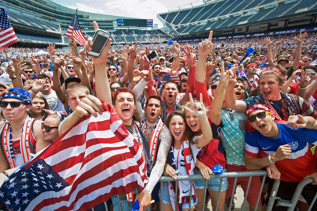 USA fans went wild while watching the game against Belgium in Chicago.
USA fans went wild while watching the game against Belgium in Chicago.