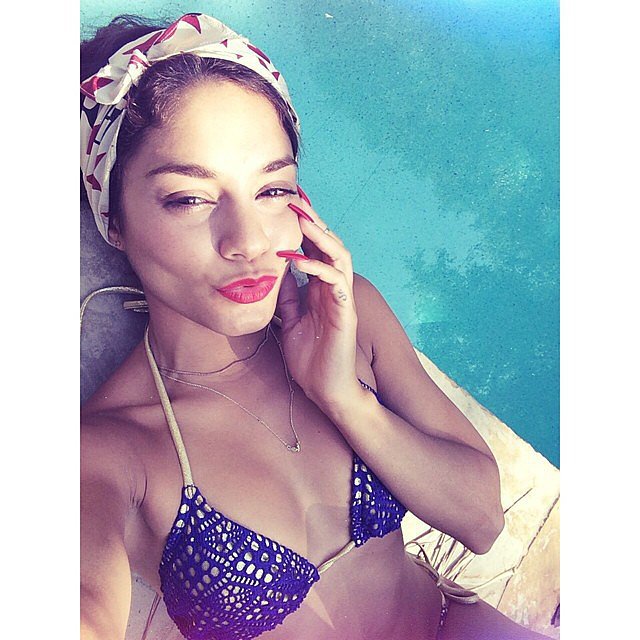Vanessa Hudgens snapped a poolside selfie. Source: Instagram user vanessadhudgens 