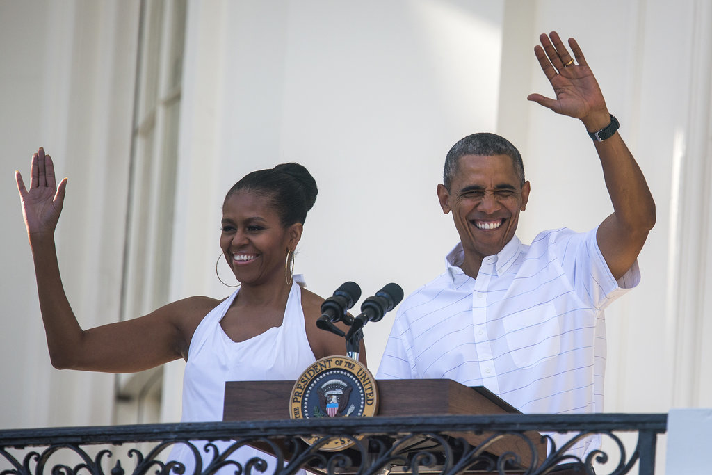 President Barack Obama waved alongside Michelle during the White House party in 2014. President Barack Obama waved alongside Michelle during the White House party in 2014.
