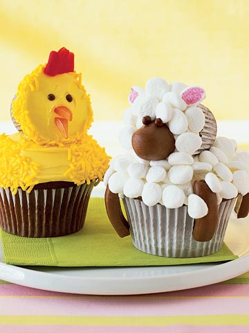 Chick and Lamb cupcakes