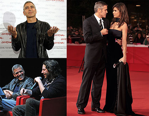 Photos of George Clooney With Girlfriend Elisabetta Canalis Promoting Up in The Air in Rome