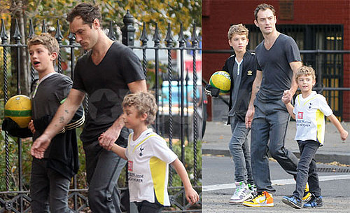 Photos of Jude Law With Sons Rafferty and Rudy While Baby Sophia Debuts in Hello!