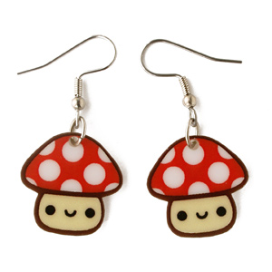 Nintendo-Inspired Mushroom Earrings