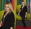 Actress Becki Newton Wears a Blazer and Over the Knee Boots to "Finian's Rainbow" Broadway Opening Night