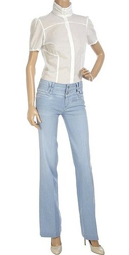'70s-Style, Wide-Leg, Light-Colored Jeans Like Claudia Schiffer