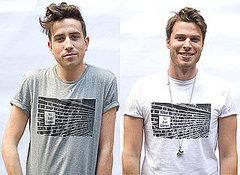 Nick Grimshaw and Rick Edwards Model Everyman No Ball Games T-shirts for Charity Nick Grimshaw and Rick Edwards Model Everyman No Ball Games T-shirts for Charity