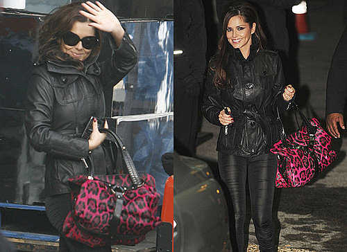 Cheryl Cole Leaving X Factor with Jimmy Choo Pink Leopard Print Handbag