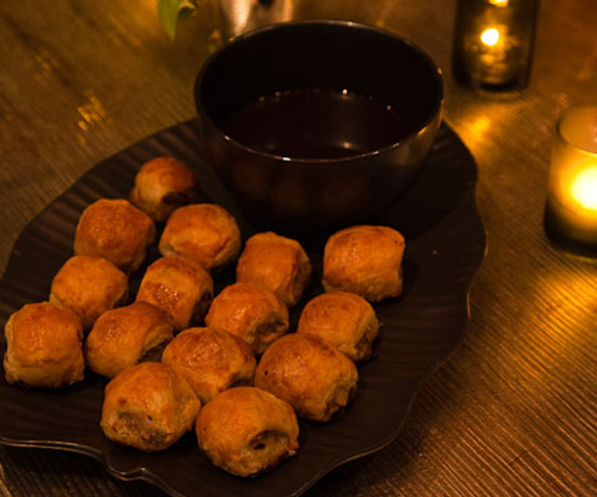 Sausage Rolls Served With Worcestershire Sauce