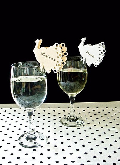 I love the idea of arranging these Turkey Place Cards ($20 for a set of 20) on the lip of your wine glass. I love the idea of arranging these Turkey Place Cards ($20 for a set of 20) on the lip of your wine glass.