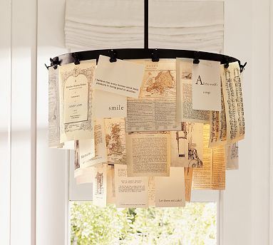 If you have the Pottery Barn Wakefield Chandelier ($300), you can switch out letters and papers for holiday cards. Or, if you have a chandelier, you can string holiday cards from that as well.
If you have the Pottery Barn Wakefield Chandelier ($300), you can switch out letters and papers for holiday cards. Or, if you have a chandelier, you can string holiday cards from that as well.