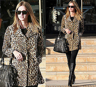 Photos of Nicky Hilton Wearing Leopard Coat and Black Christian Louboutin Boots in LA
